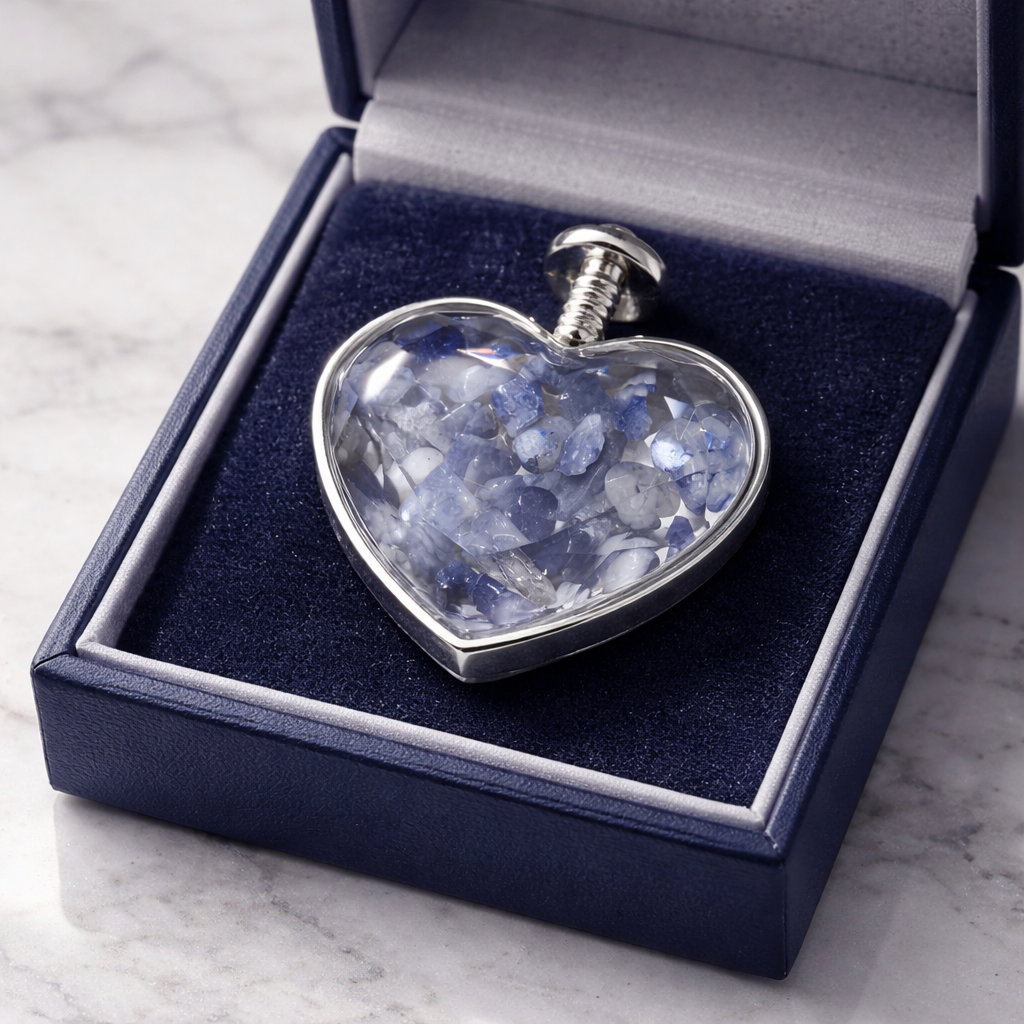 SODALITE SILVER HEART CHIP PENDANT