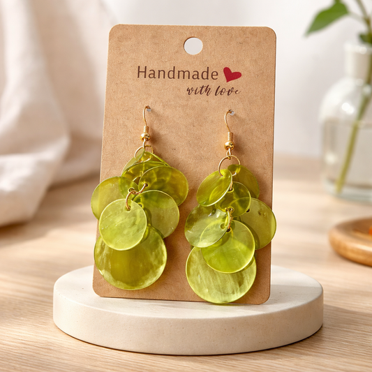 GREEN SHELL DANGLE EARRINGS