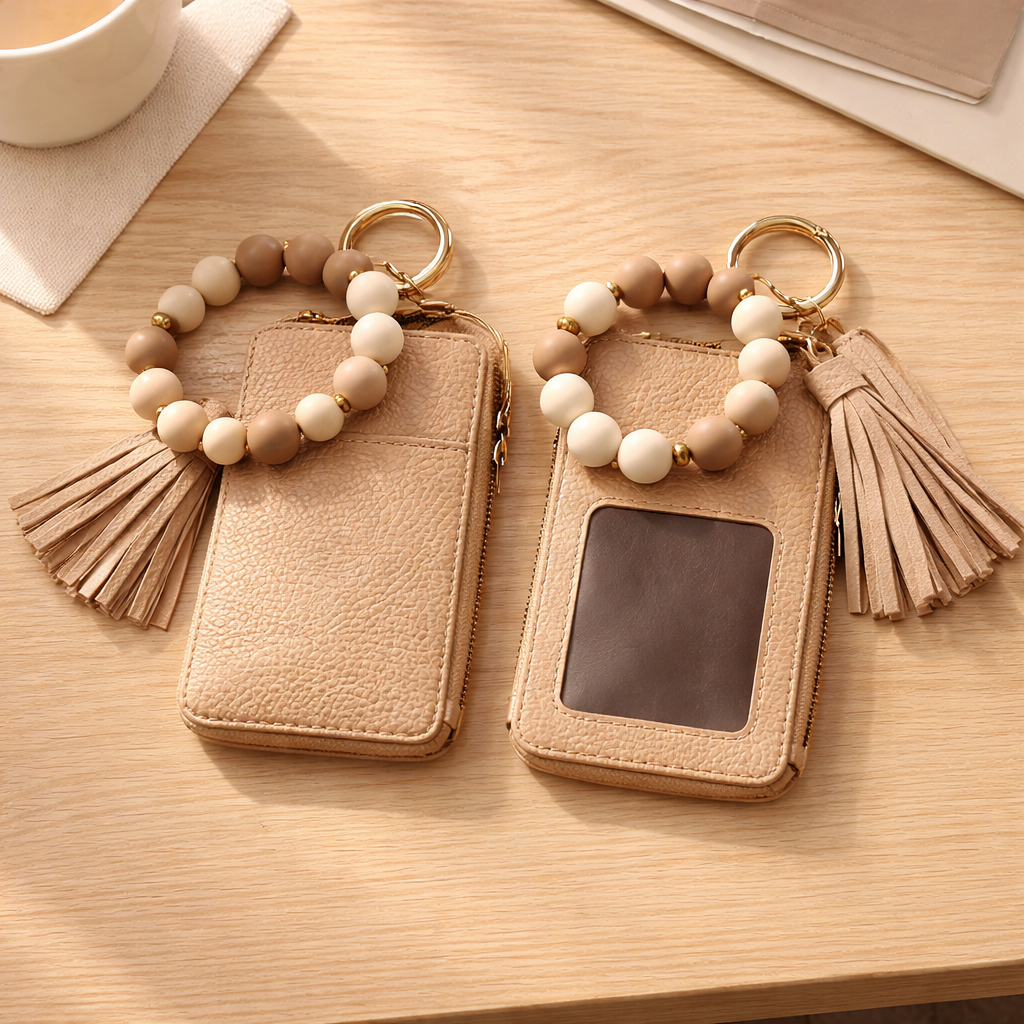 LEATHER WRISTLET WITH KEYCHAIN VARIETY OF COLORS