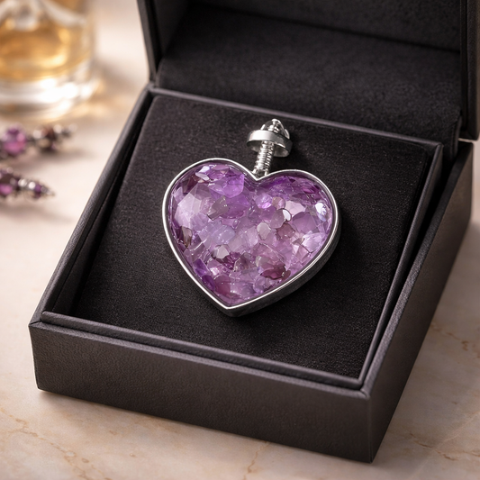 AMETHYST SILVER HEART CHIP PENDANT