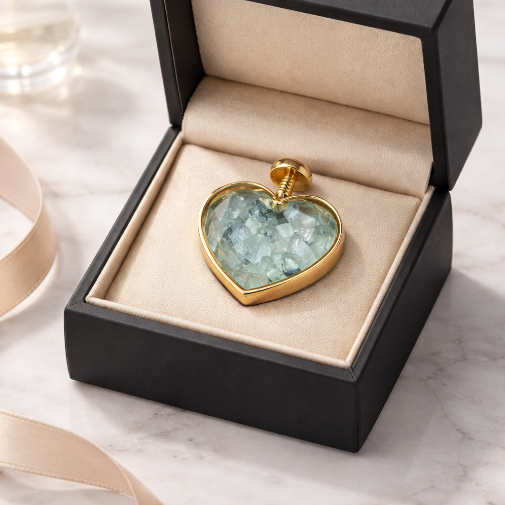 PREHNITE GOLD HEART CHIP PENDANT