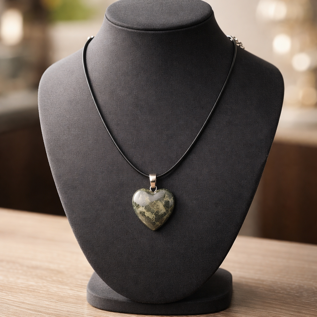 UNAKITE HEART NECKLACE