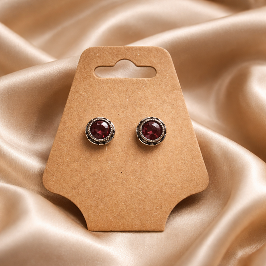 GARNET STERLING SILVER EARRINGS