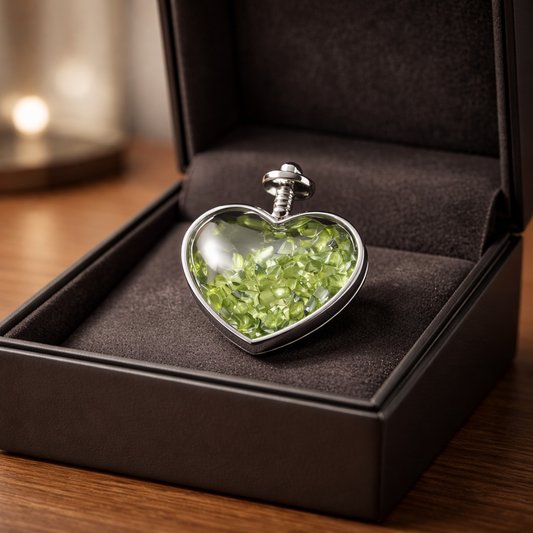 PERIDOT SILVER HEART CHIP PENDANT