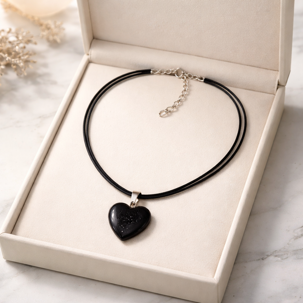 BLUE GOLDSTONE HEART NECKLACE