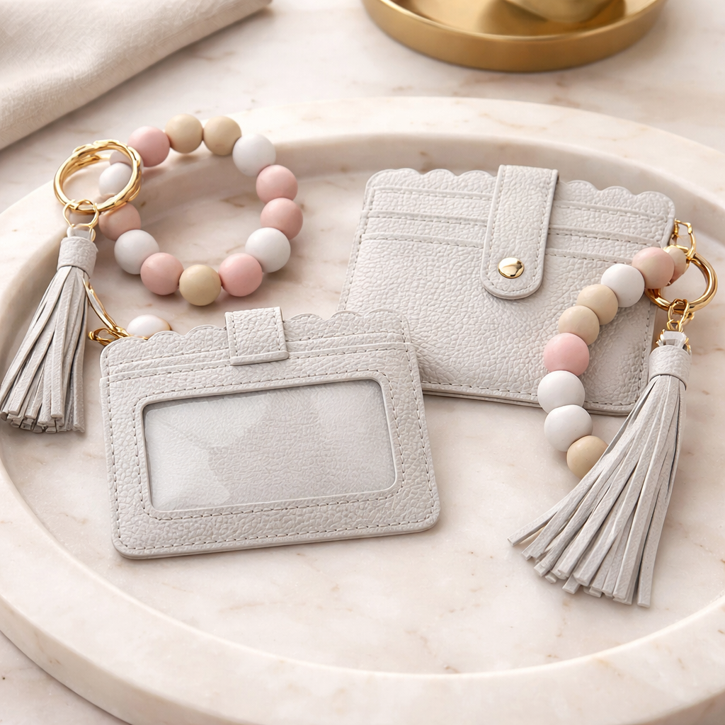 LEATHER WRISTLET WITH KEYCHAIN VARIETY OF COLORS