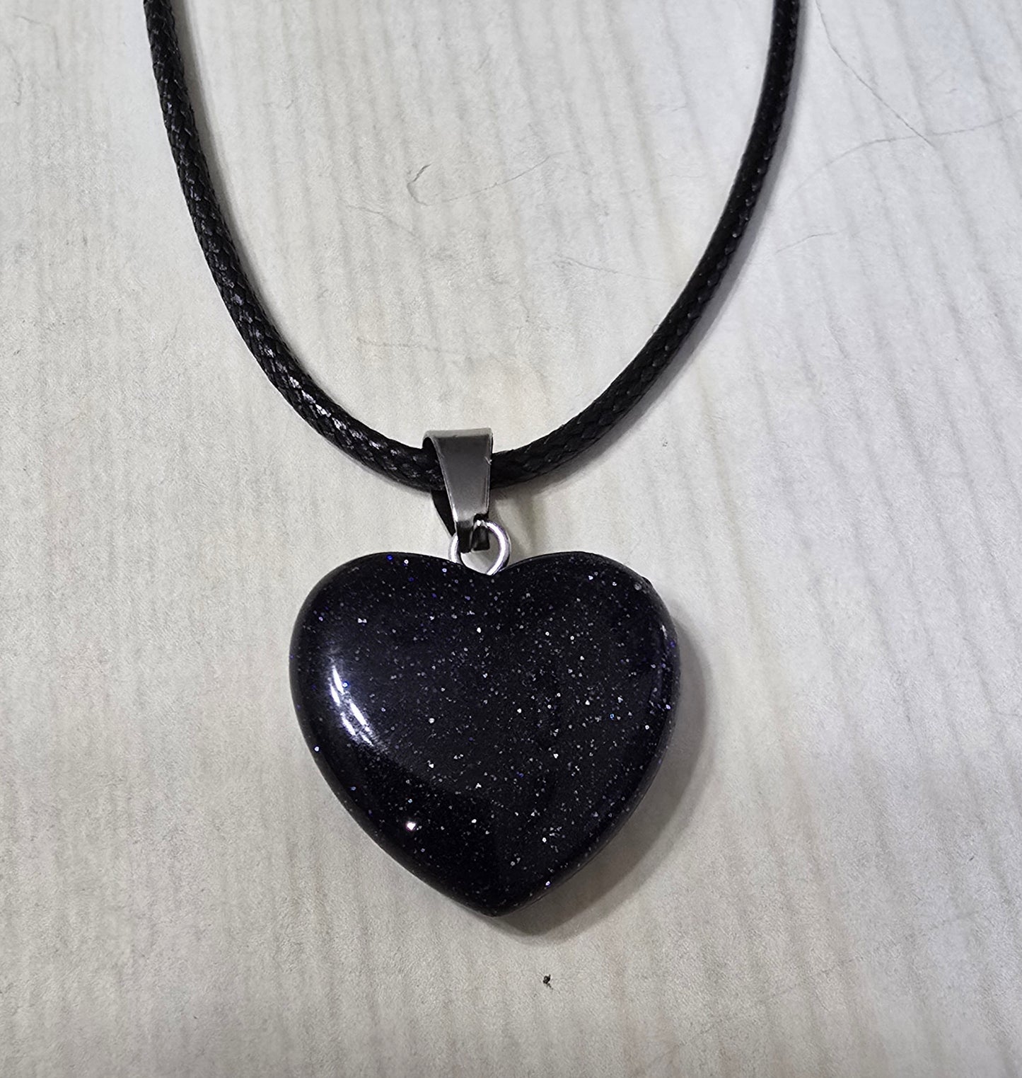 BLUE GOLDSTONE HEART NECKLACE