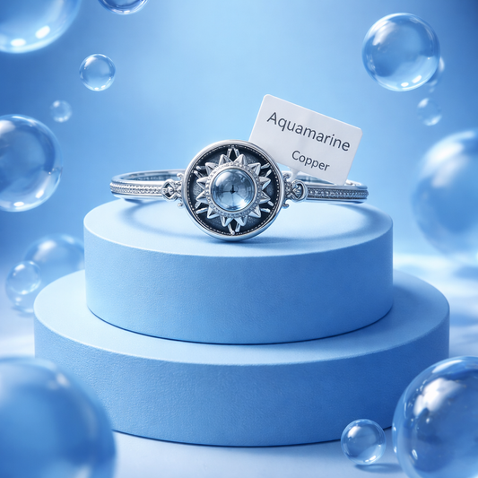 AQUAMARINE COPPER BANGLE BRACELET