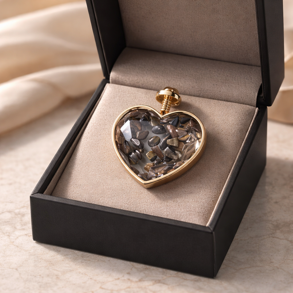 TIGEREYE GOLD HEART CHIP PENDANT