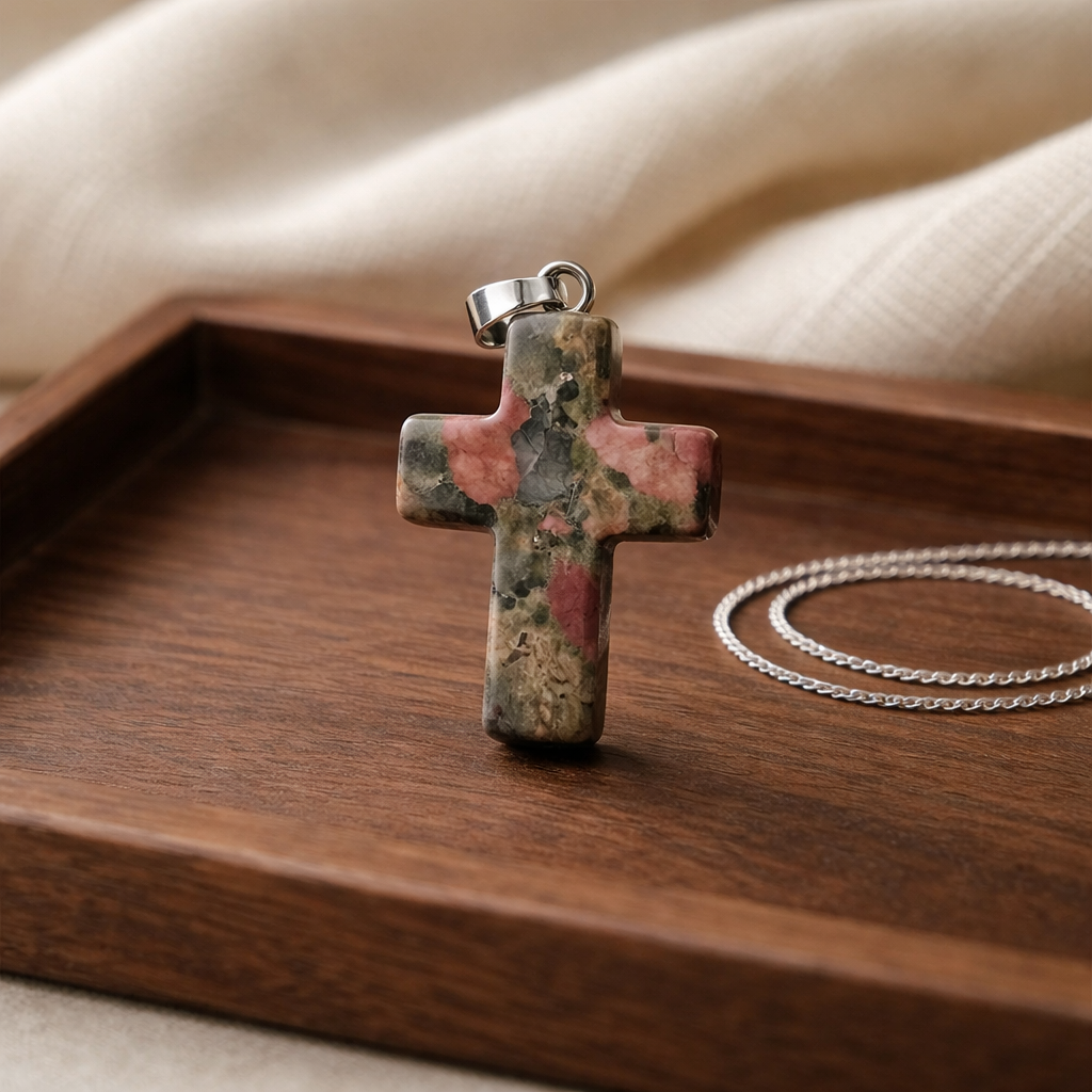 UNAKITE CROSS PENDANT