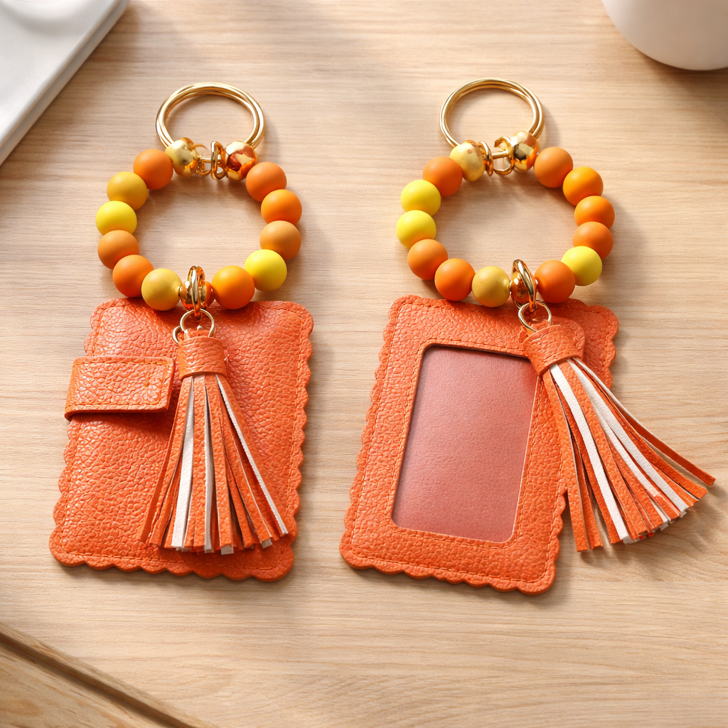 LEATHER WRISTLET WITH KEYCHAIN VARIETY OF COLORS