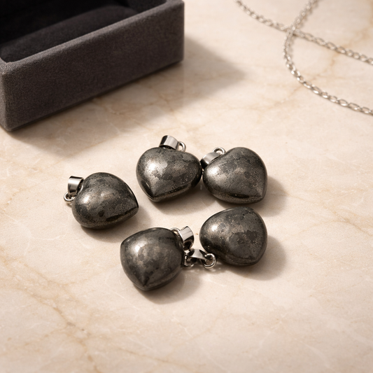 PYRITE HEART PENDANTS