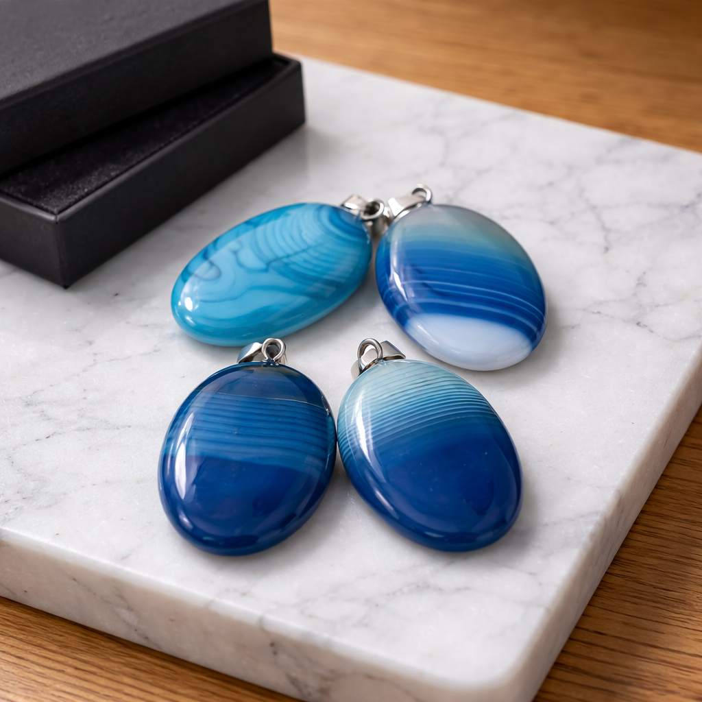BLUE AGATE PENDANTS