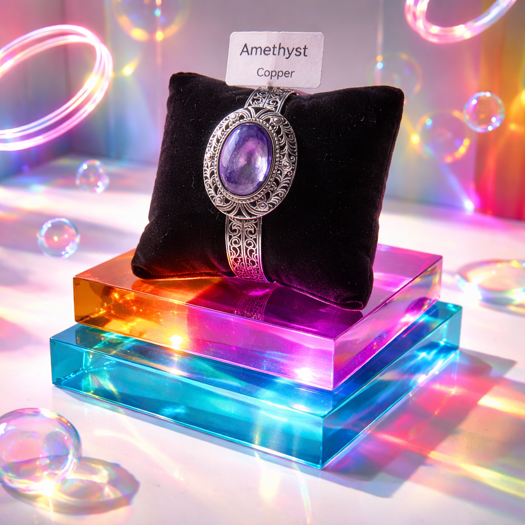AMETHYST BANGLE COPPER BRACELET