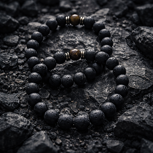 LAVA STONE ESSENTIAL OIL DIFFUSER BRACELET WITH TIGERS EYE