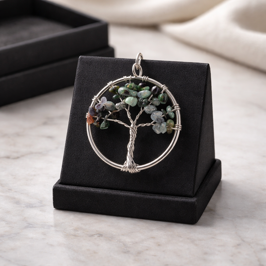 MOSS AGATE TREE OF LIFE PENDANT