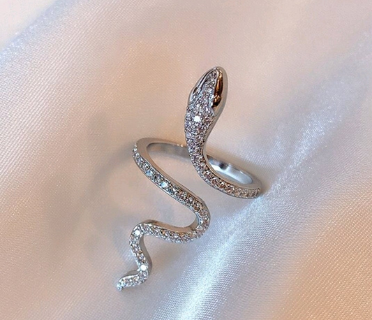 Rhinestone Snake Cuff Ring