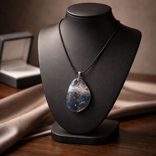 MOSS AGATE DRUZY PENDANT NECKLACE