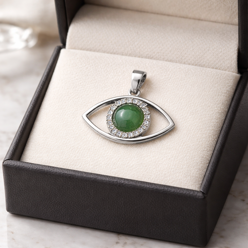 GREEN AVENTURINE EVIL EYE PENDANT