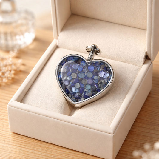 LAPISLAZULI SILVER HEART CHIP PENDANT