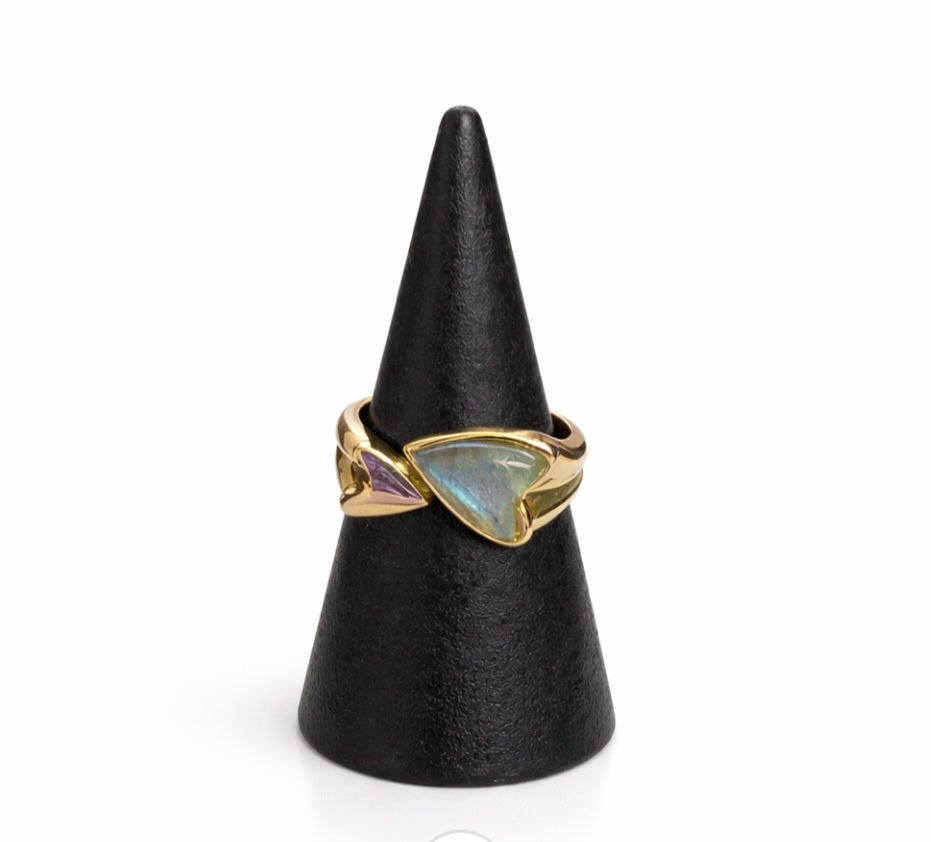 LABRADORITE  GOLD COLORED COPPER RING