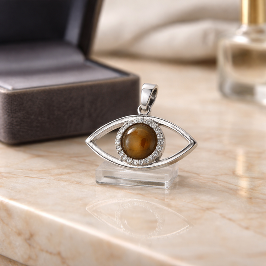 TIGER EYE EVIL EYE PENDANT