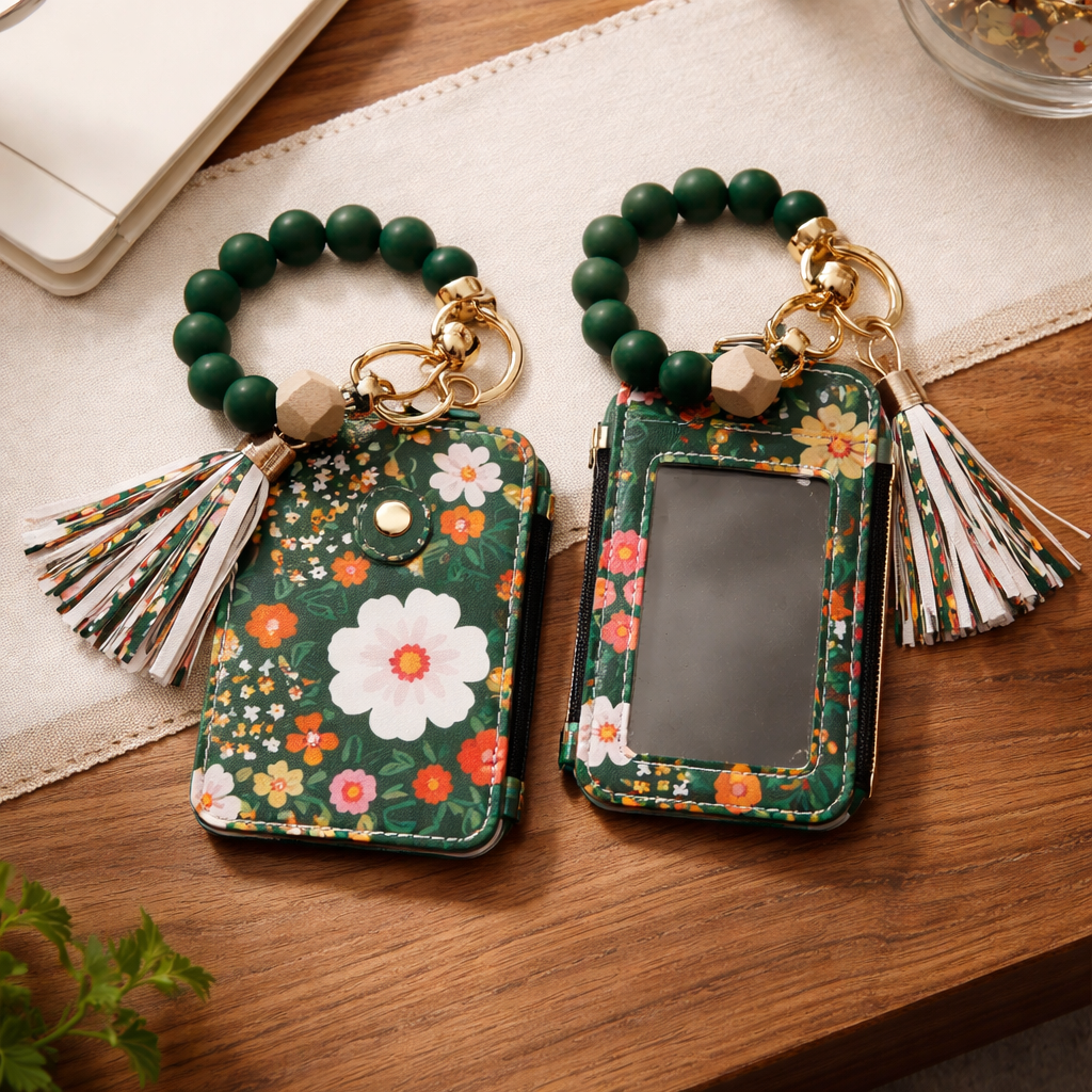 LEATHER WRISTLET WITH KEYCHAIN VARIETY OF COLORS