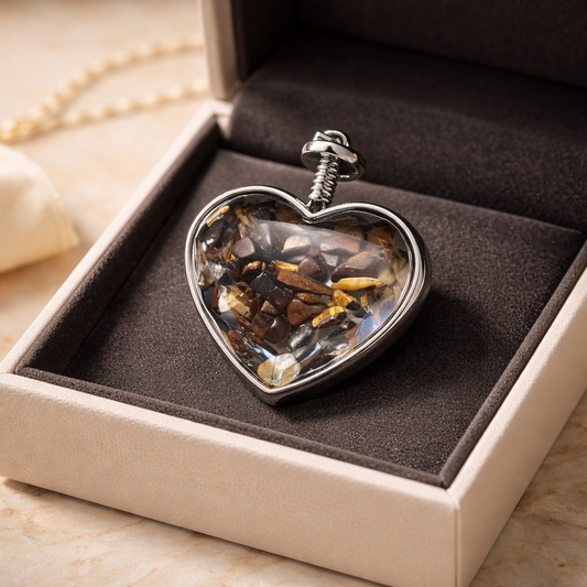 TIGEREYE SILVER HEART CHIP PENDANT