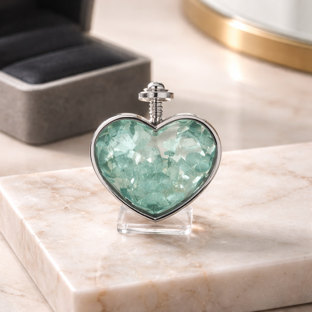 GREEN AVENTURINE SILVER HEART CHIP PENDANT