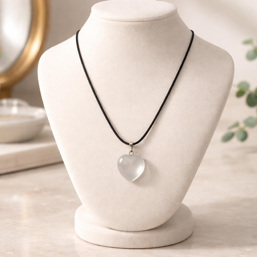 CLEAR QUARTZ HEART NECKLACE