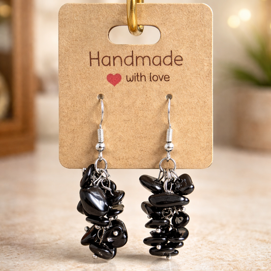 BLACK TOURMALINE CHIP EARRINGS