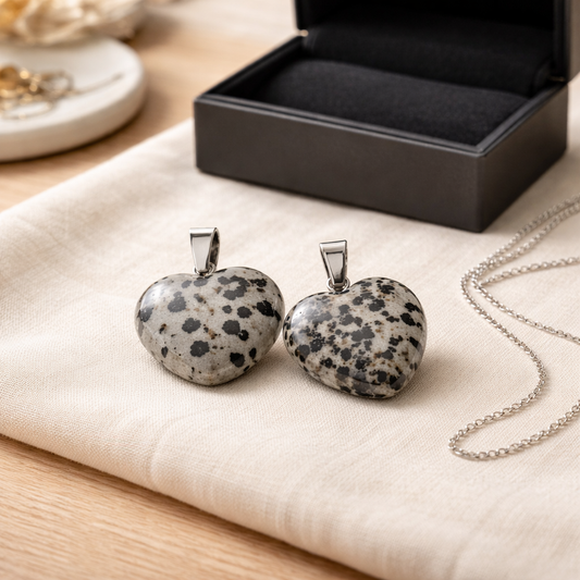 DALMATION JASPER HEART PENDANT