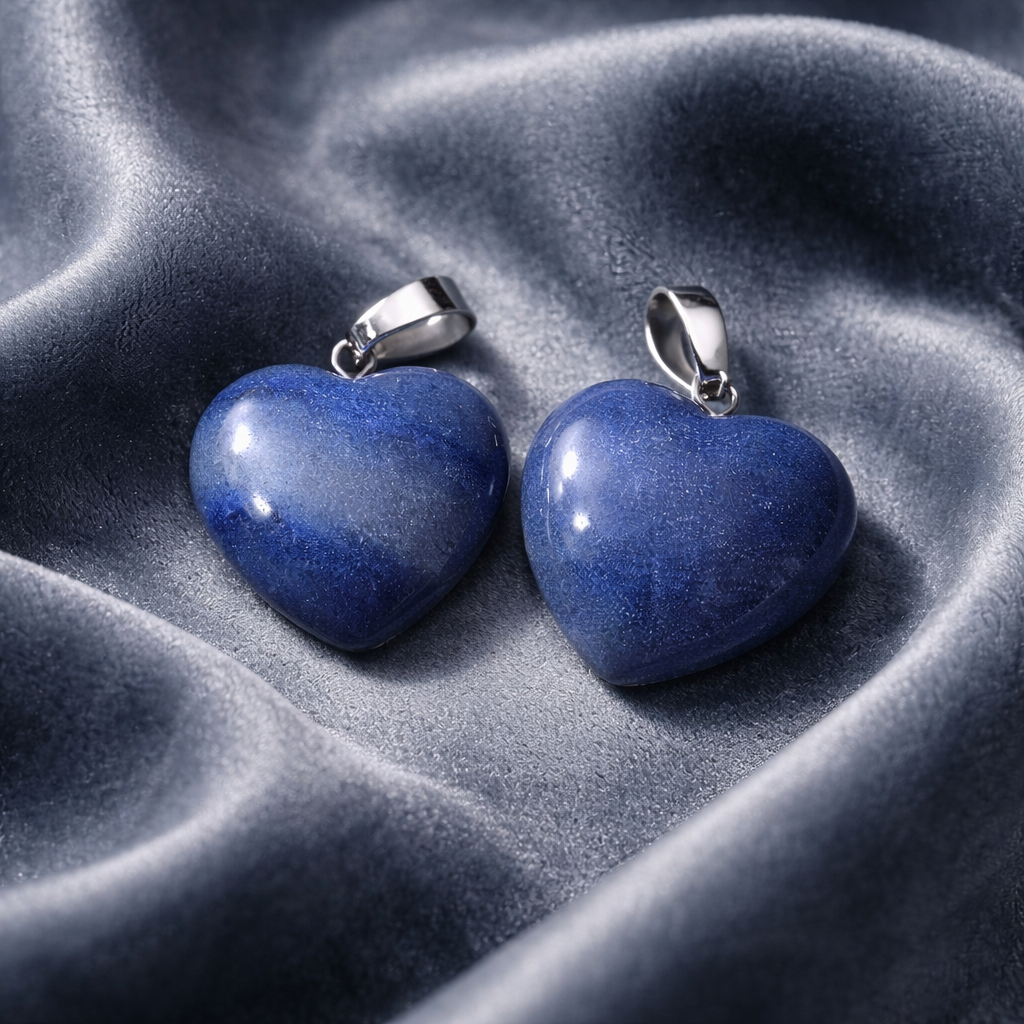 BLUE AVENTURINE HEART PENDANTS