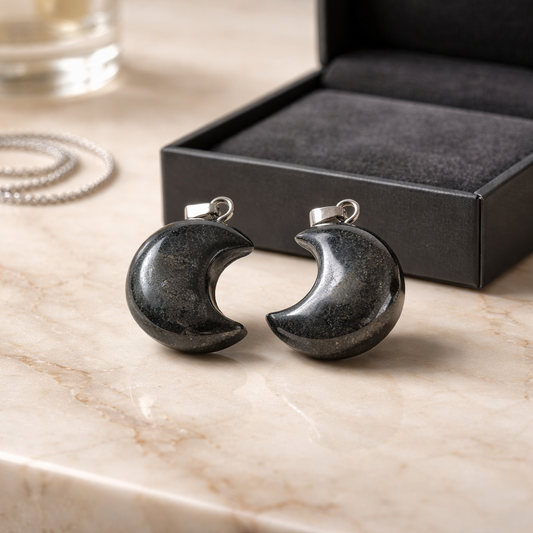 PYRITE MOON PENDANTS