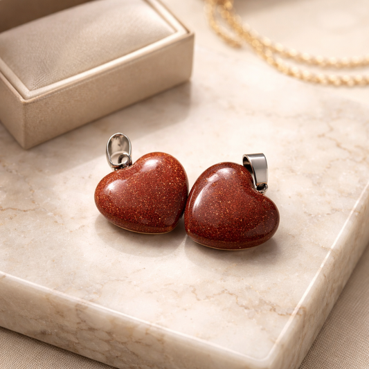 RED GOLDSTONE HEART PENDANT