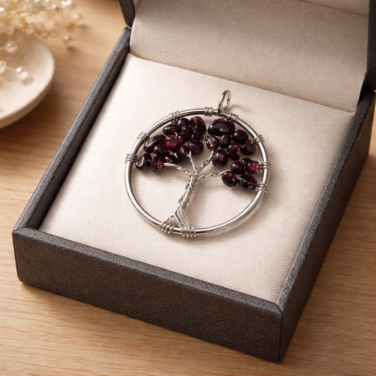 GARNET TREE OF LIFE PENDANT