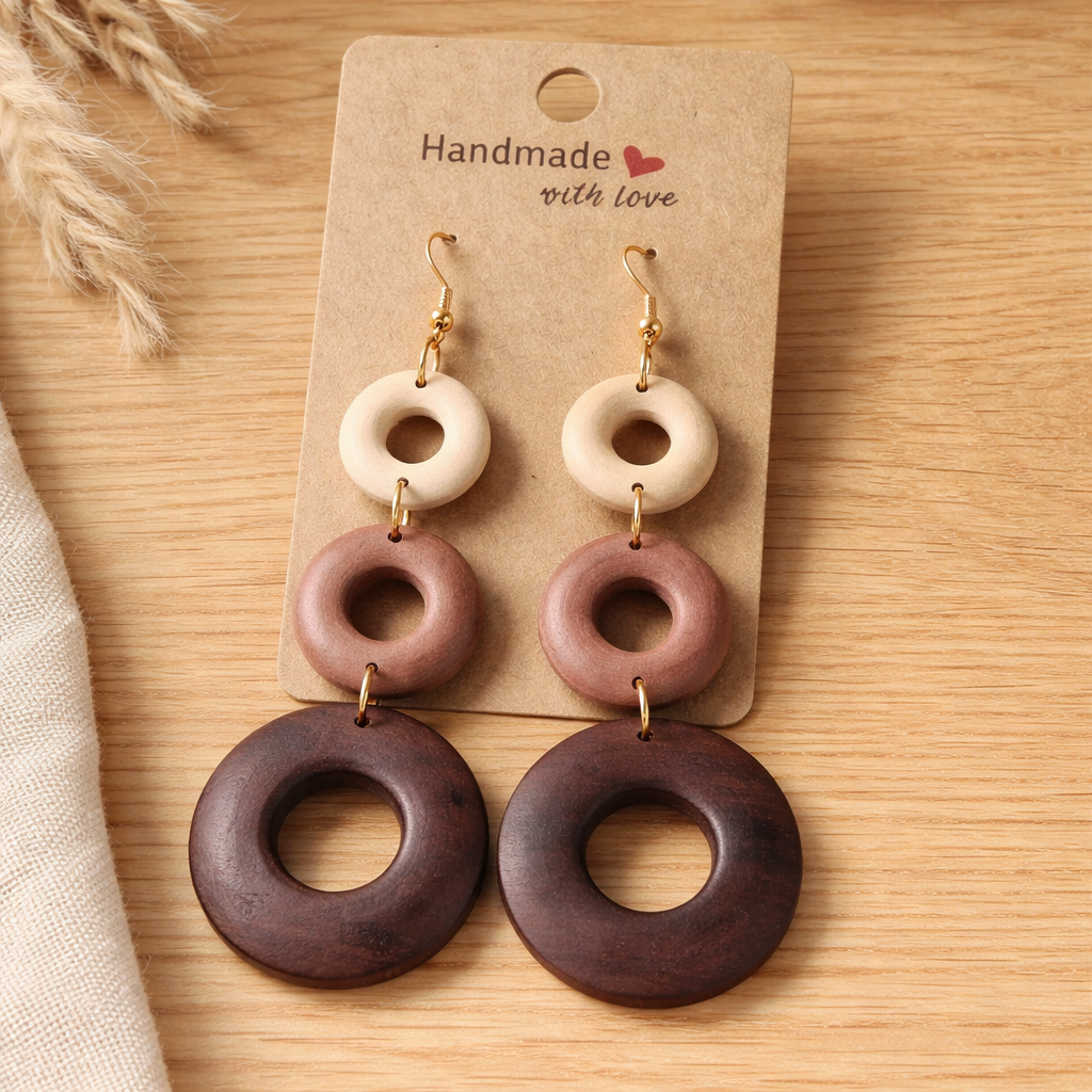 WOOD DANGLE EARRINGS