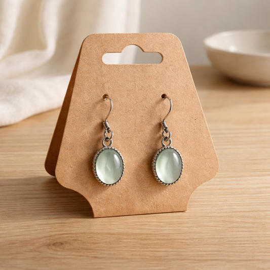 PREHNITE STERLING SILVER EARRINGS