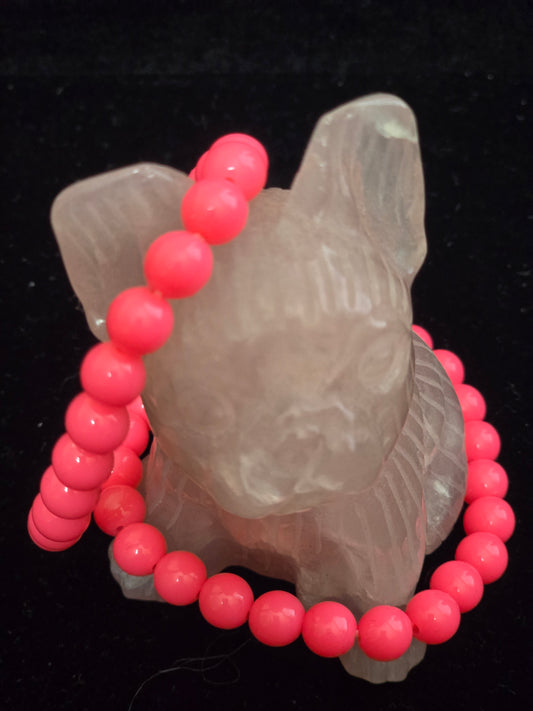 FLUORESCENT PINK BRACELET 8MM
