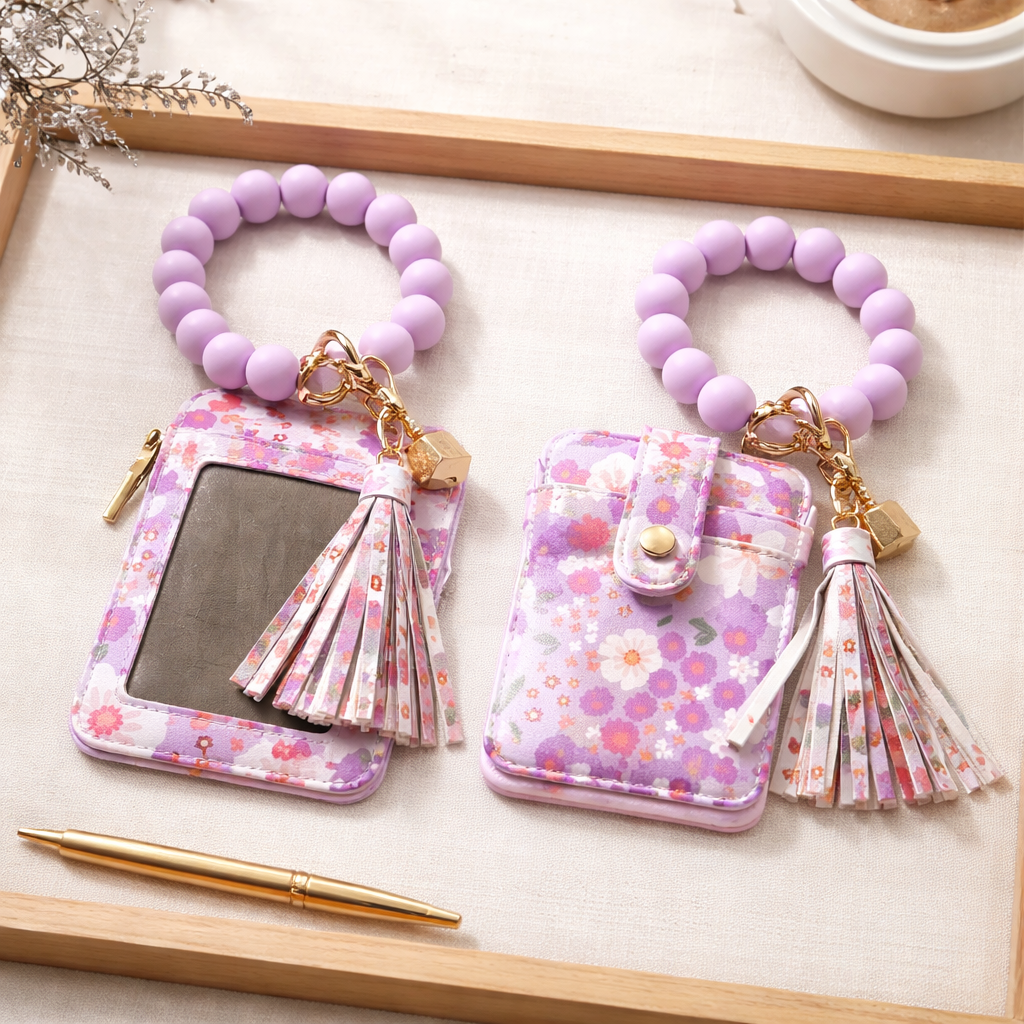 LEATHER WRISTLET WITH KEYCHAIN VARIETY OF COLORS