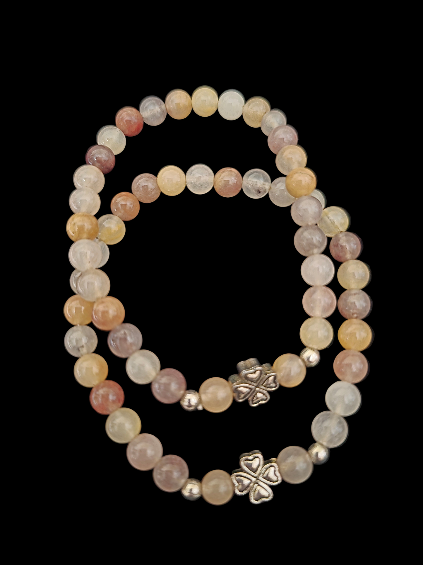 PINK AMETHYST WITH CLOVER CHARM  6.5 MM