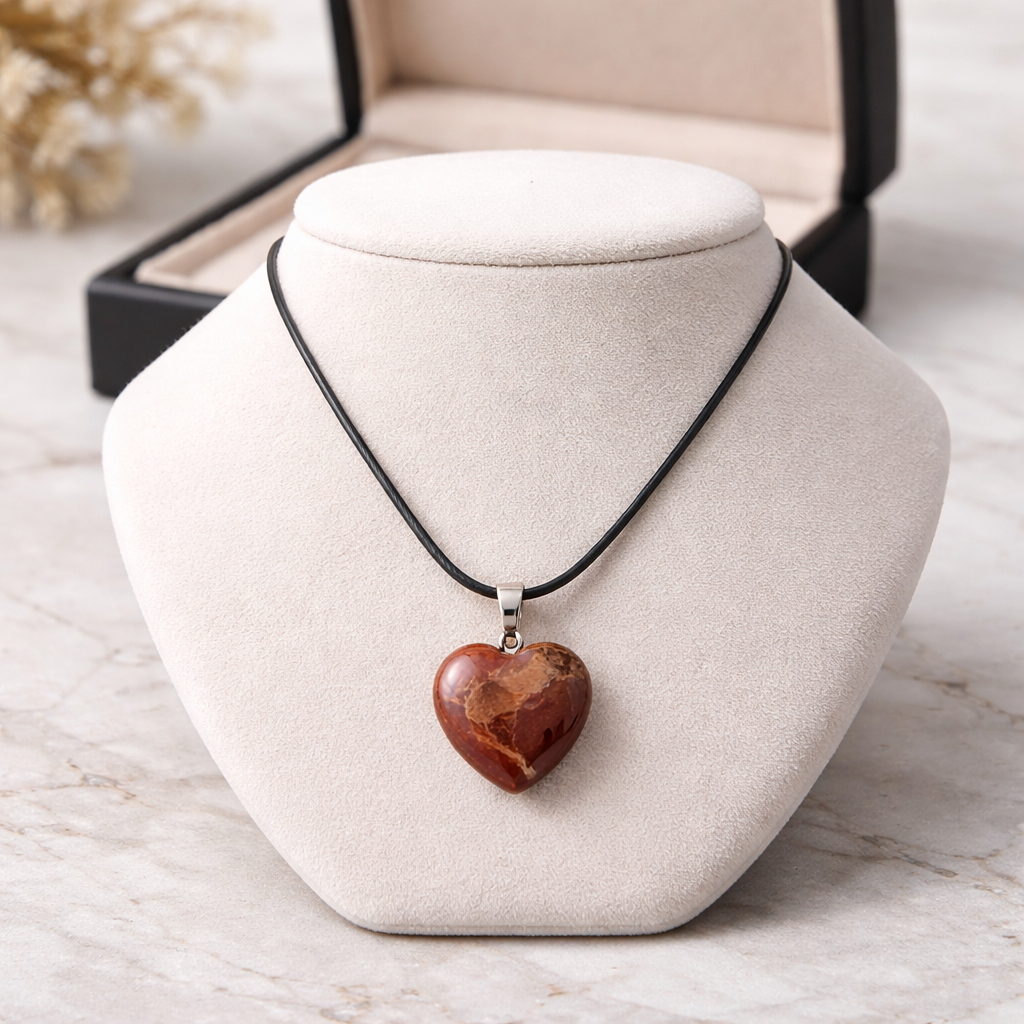 RED JASPER HEART NECKLACE