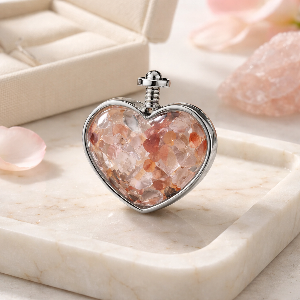 CARNELIAN SILVER HEART CHIP PENDANT