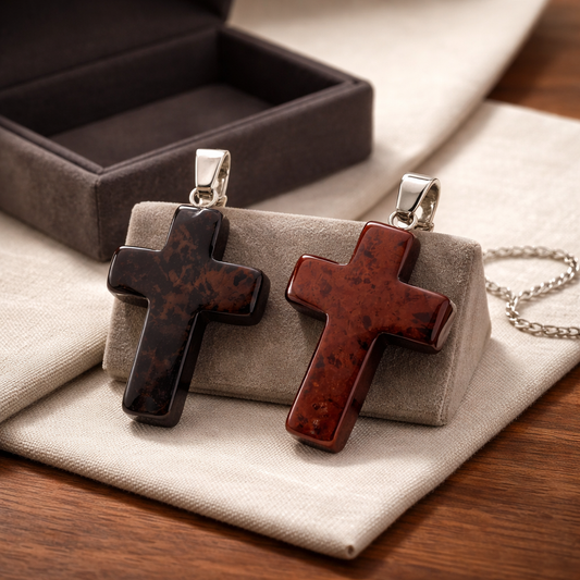 MAHOGANY OBSIDIAN CROSS PENDANT