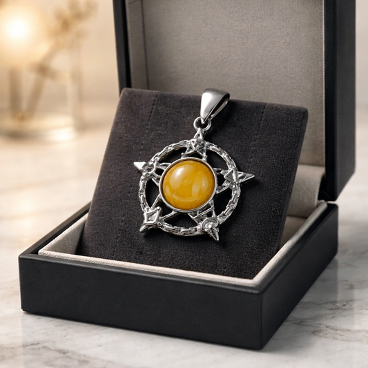 YELLOW JADE PENTAGRAM PENDANT