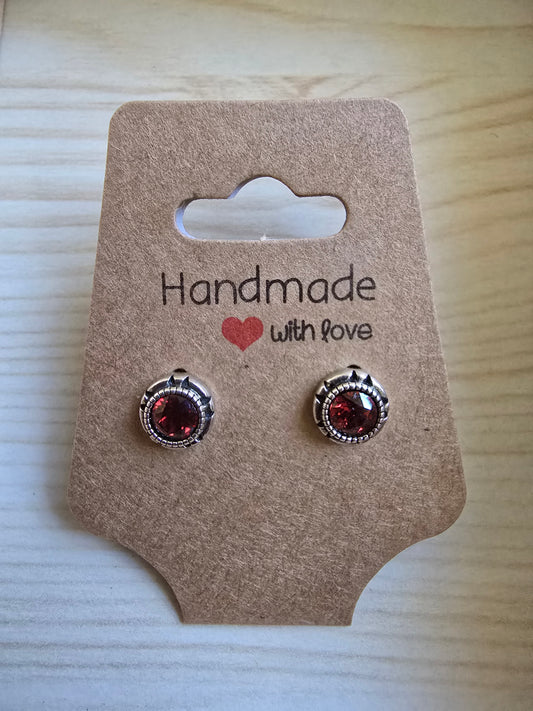 GARNET STERLING SILVER EARRINGS